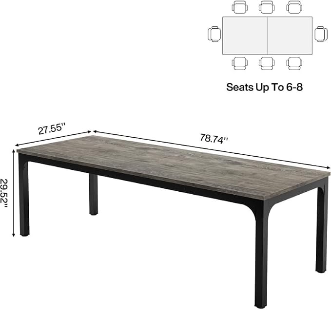 Practical Computer Desk,Rectangle Conference Table,Executive Desk(Only Table) (Black+ Gray + MDF+Iron)