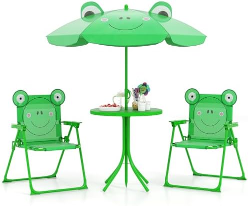 Kids Picnic Table, Kids Outdoor Table with 2 Folding Chairs