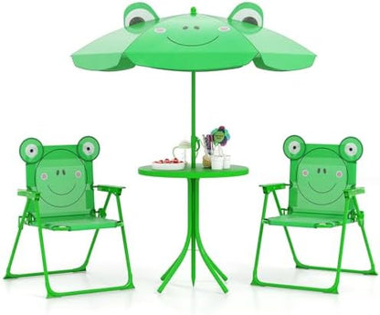 Kids Picnic Table, Kids Outdoor Table with 2 Folding Chairs