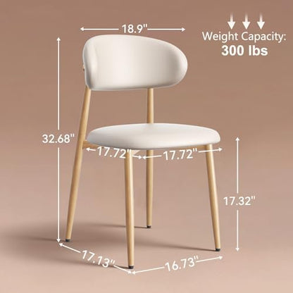 Upholstered Dining Chairs Set of 6 Mid-Century Modern Kitchen & Dining Room Chairs with PU Leather Seat and Backrest Ergonomic Sillas de Comedor(Original/Beige)