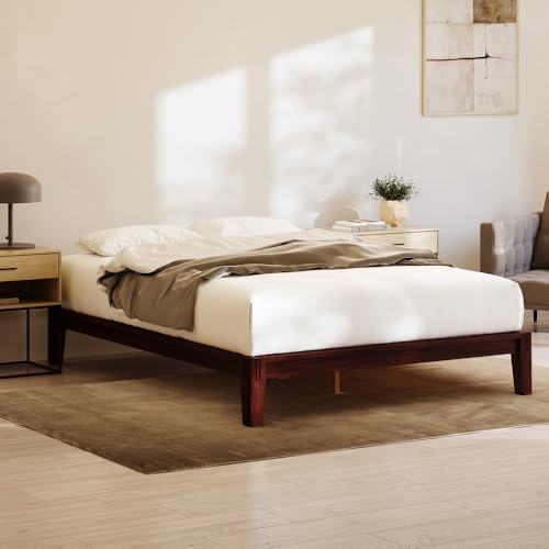 Bamboo Japanese Joinery Bamboo Platform Bed Frame, Full, Walnut