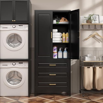 SteeLoong 75" Metal Storage Cabinet with Doors and 2 Adjustable Shelves