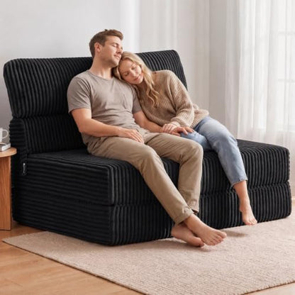 Folding Sofa Bed Convertible 4 in 1 Sleeper Chair Black Full XL