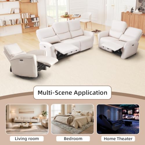 Bonzy Home Power Recliner Sofa Set, Single Sofa+Loveseat+3 Seat, White
