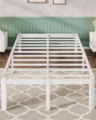 SHA CERLIN Full Metal Bed Frame, 14 Inch Tall, 12 in Storage, Rounded Legs
