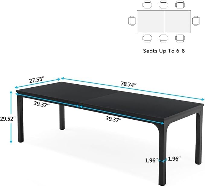 Practical Computer Desk,Rectangle Conference Table,Executive Desk(Only Table) (Black + Iron + MDF)