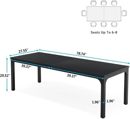 Practical Computer Desk,Rectangle Conference Table,Executive Desk(Only Table) (Black + Iron + MDF)