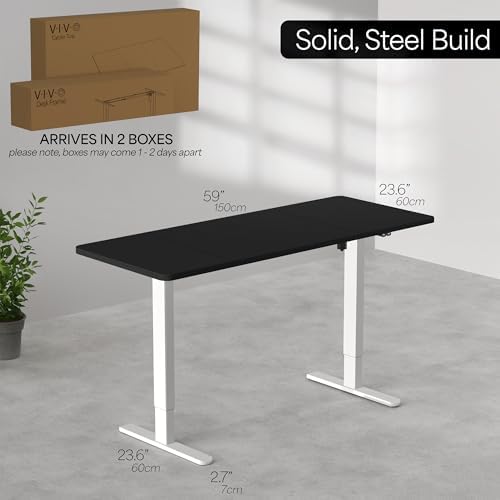 VIVO Electric Standing Desk, Smooth 3-Piece 60" x 24" Dark Walnut Top