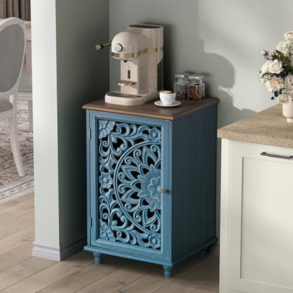 JOINICE 27" Small Accent Storage Cabinet with Door for Living Room,Blue