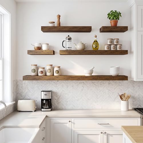RICHFOCUS Bathroom Floating Shelves for Wall 2Pack|Rustic Brown|28" L