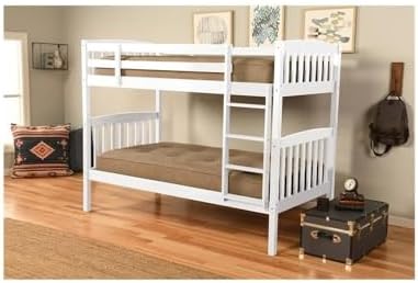 Kodiak Furniture Claire Twin Over Twin Wood Bunk Bed in White-Mattresses Not Included