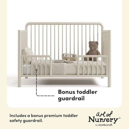 Storkcraft Porto 5-in-1 Convertible Crib and Toddler Guardrail, Frosted Oat