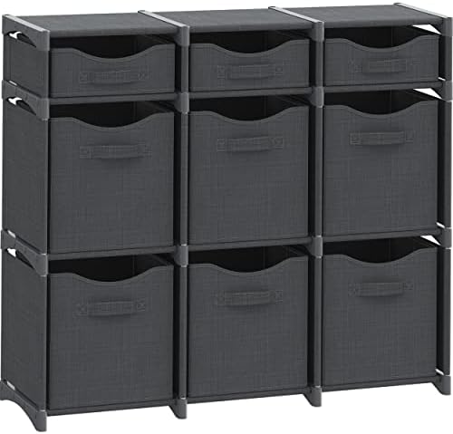 Cube Storage Organizer with Storage Bins Included - The Perfect Closet Organizers and Storage Solution. Includes 9 Storage Cubes, Great For Toy Storage, Closet Storage, Clothes Storage (Dark Grey)