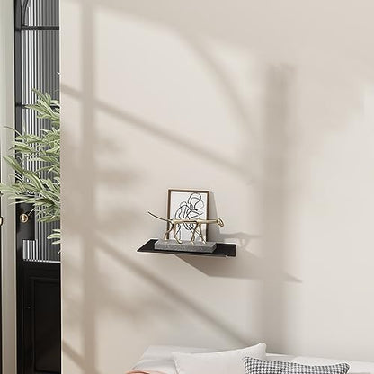 8 inch Small Floating Shelf for Wall Organizer & Storage, Mini Display Shelf, Metal Wall Shelf for Bathroom, Living Room, Kitchen, Bedroom(Matte Black)