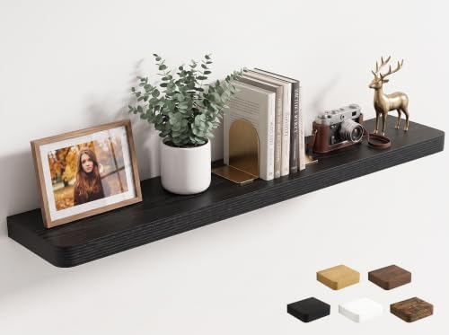 RICHFOCUS 48Inch Rounded Edge Floating Shelves 1 Pack, Black