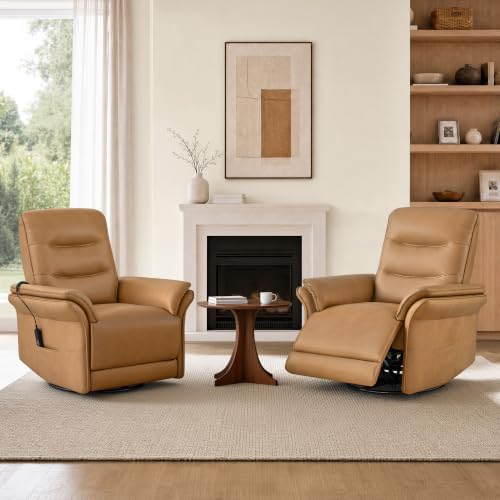 KISLOT Swivel Rocker Recliner, Power Nursery Glider Rocking Chair, Camel