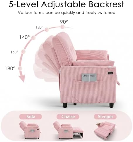 55'' Sleeper Sofa Bed, Convertible Pull Out Couch(Pink)