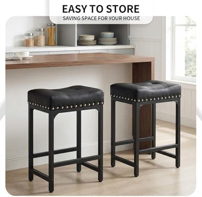 Black Bar Stools Set of 3, Counter Height Bar Stools for Kitchen Island
