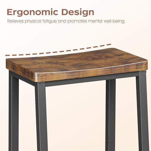 Homeiju Bar Stools, Counter Height Bar Stools Set of 2, 23.6 Inch Saddle Stools with Footrests, Industrial Kitchen Counter Seat for Dining Room, Kitchen, Counter, Rustic Brown