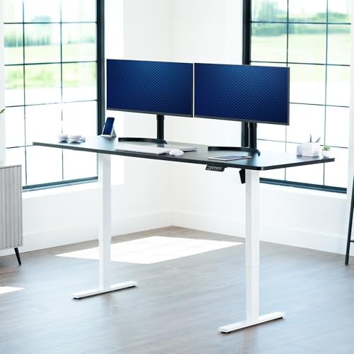 VIVO Electric Standing Desk, Smooth 3-Piece 83" x 30" Black Top
