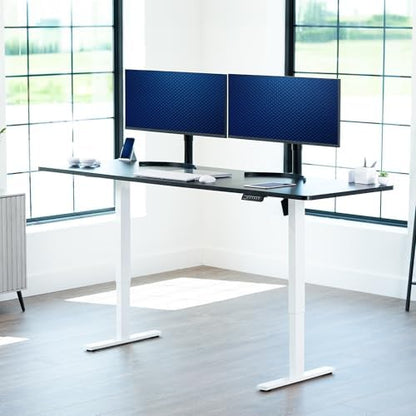VIVO Electric Standing Desk, Smooth 3-Piece 83" x 30" Black Top