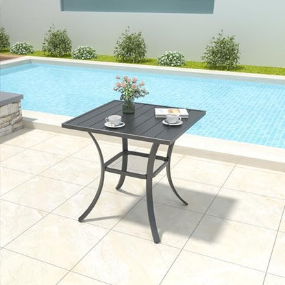Anmutig Outdoor Bistro Set for 2, Stackable Chairs & Square Table, Beige
