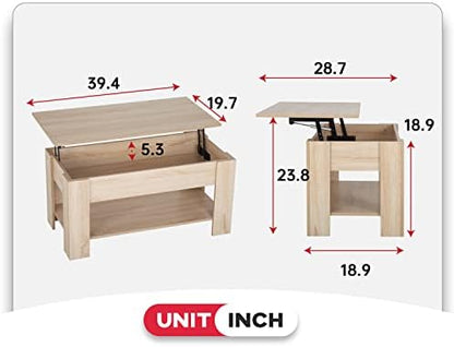 FDW | 39" Lift Top Coffee Table | Gray | with Hidden Storage