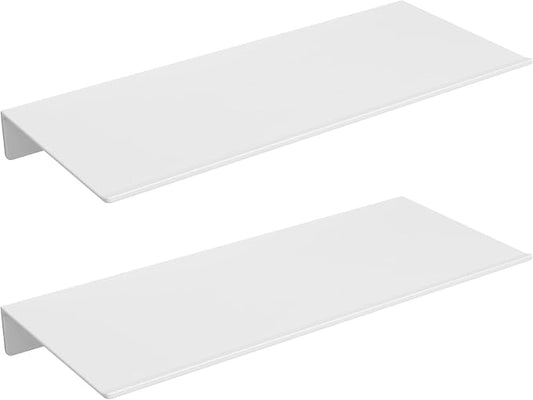 Danpoo 12 inch White Metal Floating Shelves for Wall Organizer & Storage, Display Shelves for Bathroom, Living Room, Kitchen, Bedroom(2-Pack)