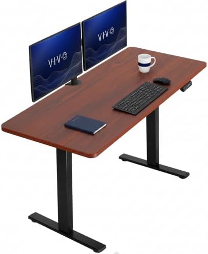 VIVO Electric Standing Desk, Solid 1-Piece 60" x 24" Dark Walnut Top