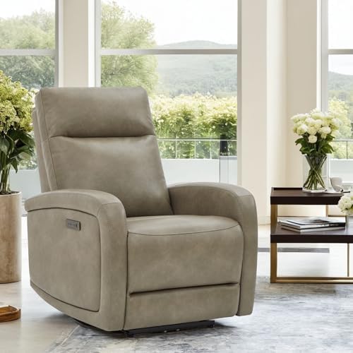 Watson & Whitely Zero Wall Recliners with Power Headrest, Faux Leather Grey