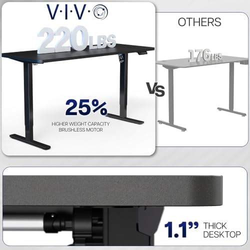 VIVO Electric Standing Desk, Smooth 3-Piece 60" x 30" Vintage Brown Top