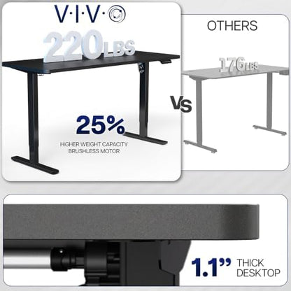 VIVO Electric Standing Desk, Solid 1-Piece 60" x 24" Light Wood Top