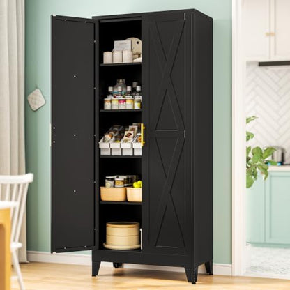 PAOFIN 71" H Tall Kitchen Storage Cabinet with Doors