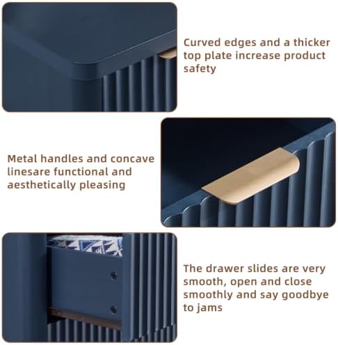 LEYAOYAO Fluted 6 Drawers Dresser for Bedroom, 42" Tall Modern Chest of Drawers with Metal Handle,Curved Profile Design,Navy Blue Wood Drawer Organizer for Bedroom, Living Room, Hallway, Entryway