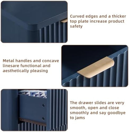 LEYAOYAO Fluted 6 Drawers Dresser for Bedroom, 42" Tall Modern Chest of Drawers with Metal Handle,Curved Profile Design,Navy Blue Wood Drawer Organizer for Bedroom, Living Room, Hallway, Entryway