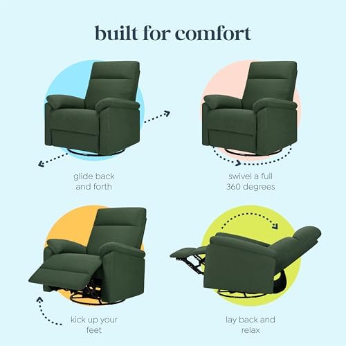 Davinci Suzy Recliner Glider w/ 360° Swivel, Manual, Pine Green