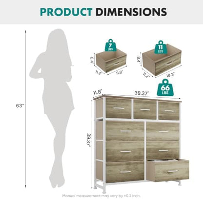 OLIXIS 9 Drawer Tall Dresser for Bedroom, Closet Organizers and Storage