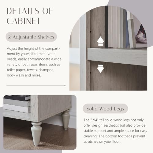 IFBUY 76" Arched Bathroom Storage Cabinet, Narrow Arch Cabinet, Light Grey