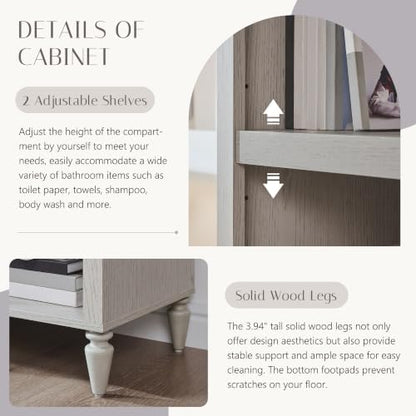 IFBUY 76" Arched Bathroom Storage Cabinet, Narrow Arch Cabinet, Light Grey