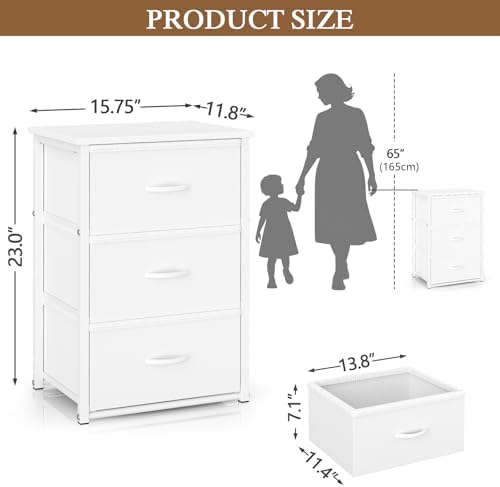 2-Pack Stackable Storage Drawers (6 Drawers Total), White Closet Drawers Organizer for Clothes with Wooden Top & Metal Frame, Freestanding or Stackable Dresser for Bedroom, Living Room, Under Bed