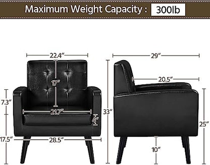 Yaheetech Mid Century Accent Chairs Set of 2 Living Room Chairs Black