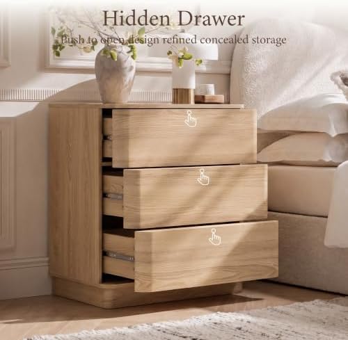 Nightstands with 3 Push to Open Drawers Storage