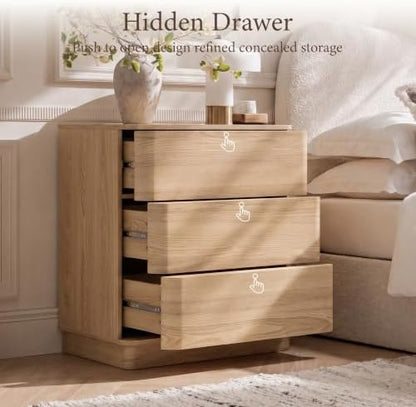 Nightstands with 3 Push to Open Drawers Storage