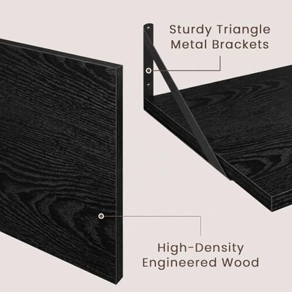 Dreamland Wall Mounted Floating Shelves Set of 3, 16x12, Black