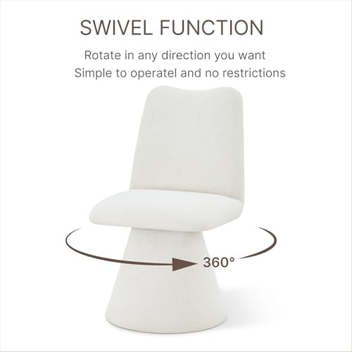 KISLOT Swivel Dining Chairs Set of 4, Modern Upholstered Dining Chair Mid Century Kitchen Chairs with High Back, 360 Degree Rotating Vanity Chair for Dining Room, Bedroom, Farmhouse, Beige