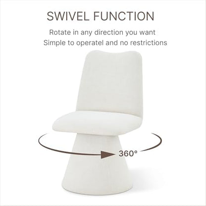 KISLOT Swivel Dining Chairs Set of 4, Modern Upholstered Dining Chair Mid Century Kitchen Chairs with High Back, 360 Degree Rotating Vanity Chair for Dining Room, Bedroom, Farmhouse, Beige