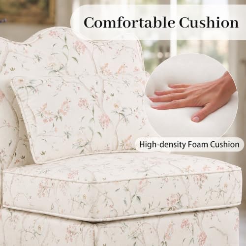 Floral Accent Chair, French-Inspired Armless Lounge Chair