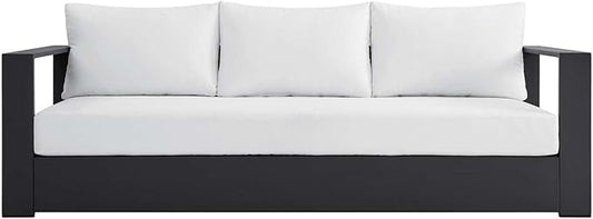 Modway Tahoe Aluminum Outdoor Patio Sofa in Gray White