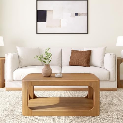 Plank+Beam Forma Coffee Table, 40 Inch, Rectangular, Pecan