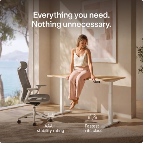 Desktronic HomeOne Standing Desk 48x24 — Ergonomic Sit Stand Home Office Desk, Made in Europe, Electric Dual Motor Height Adjustable, USB & USB-C Charging, Wobble-Free, Touchscreen, 3 Memory Presets